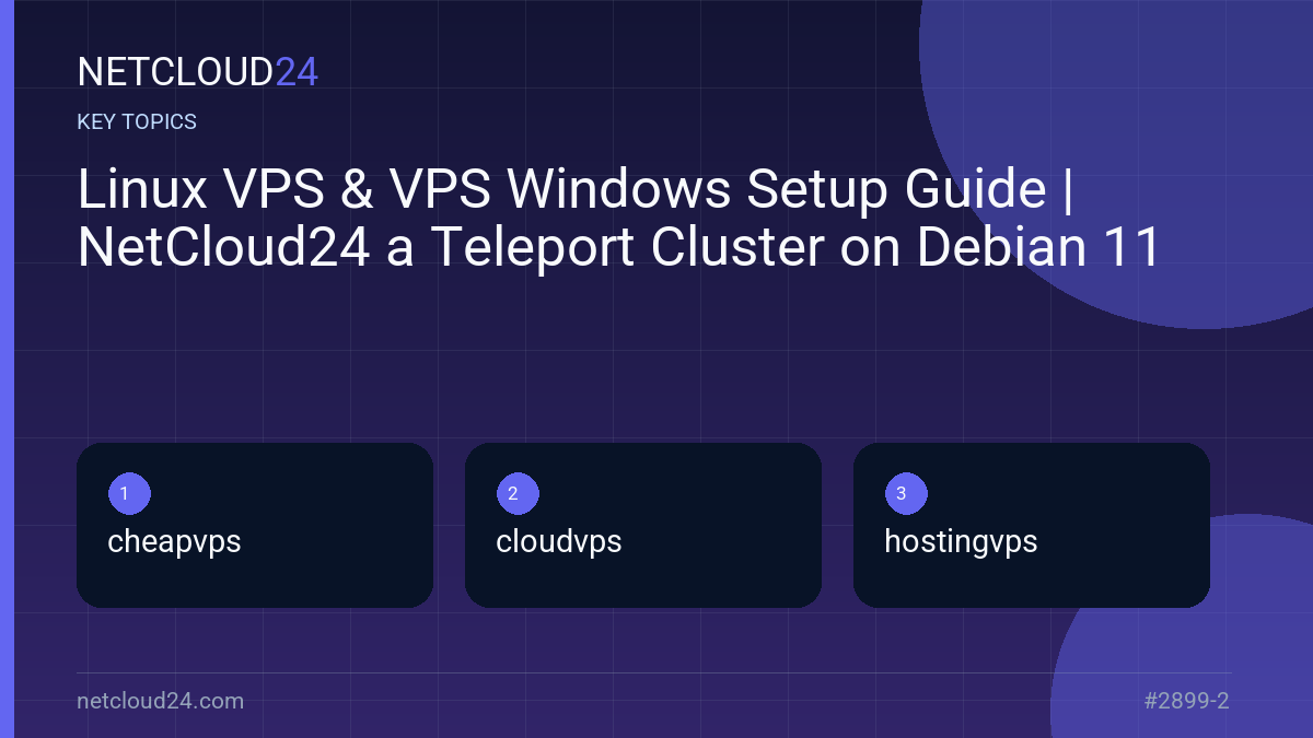 Key topics covered in Linux VPS & VPS Windows Setup Guide | NetCloud24 a Teleport Cluster on Debian 11