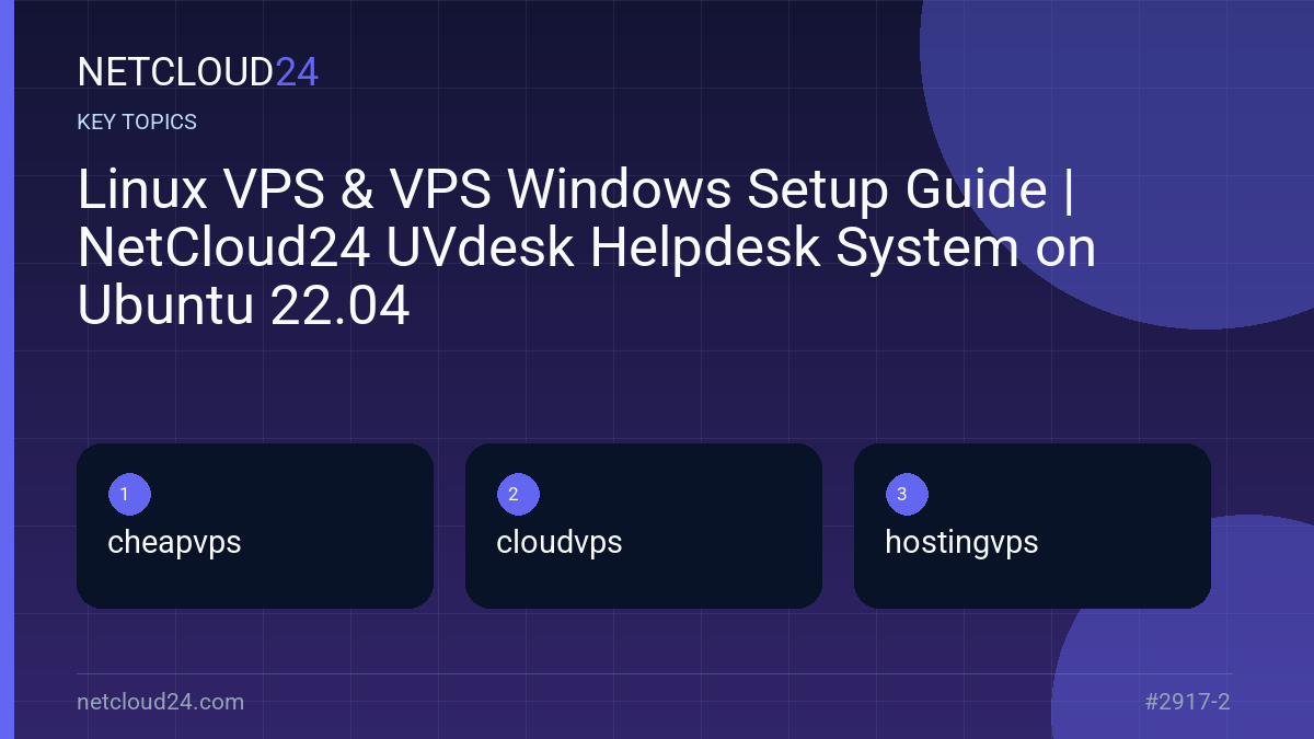 Key topics covered in Linux VPS & VPS Windows Setup Guide | NetCloud24 UVdesk Helpdesk System on Ubuntu 22.04