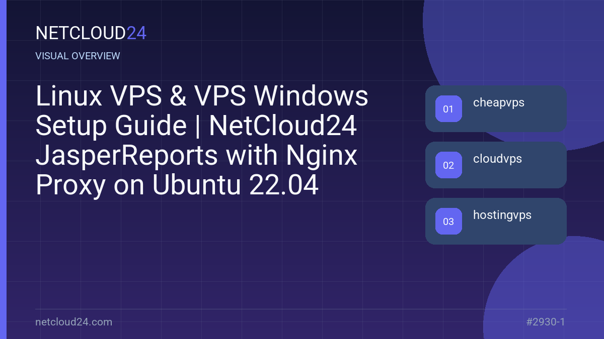 Visual overview of Linux VPS & VPS Windows Setup Guide | NetCloud24 JasperReports with Nginx Proxy on Ubuntu 22.04
