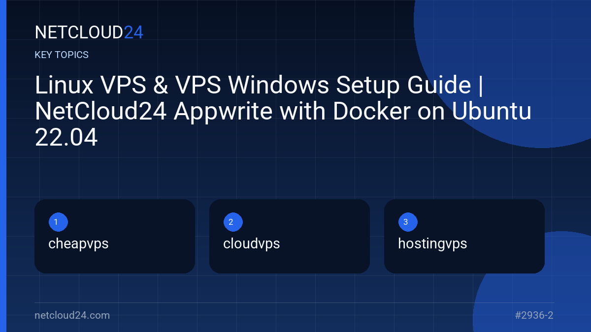 Key topics covered in Linux VPS & VPS Windows Setup Guide | NetCloud24 Appwrite with Docker on Ubuntu 22.04