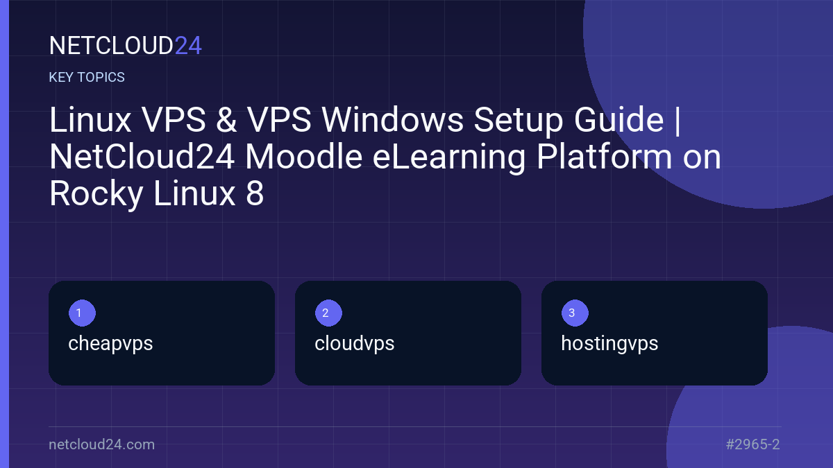 Key topics covered in Linux VPS & VPS Windows Setup Guide | NetCloud24 Moodle eLearning Platform on Rocky Linux 8