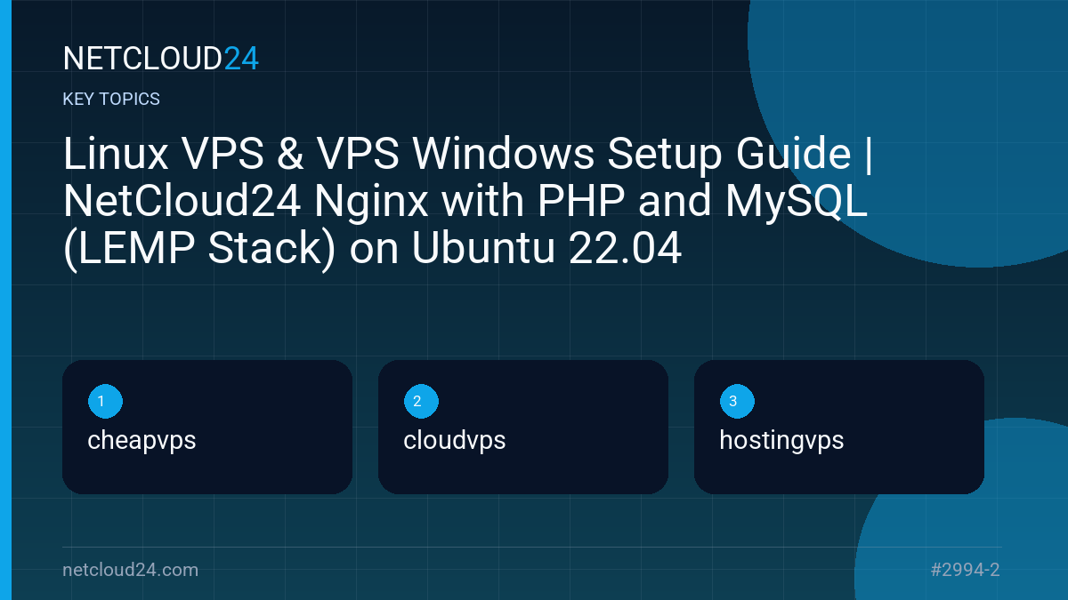 Key topics covered in Linux VPS & VPS Windows Setup Guide | NetCloud24 Nginx with PHP and MySQL (LEMP Stack) on Ubuntu 22.04