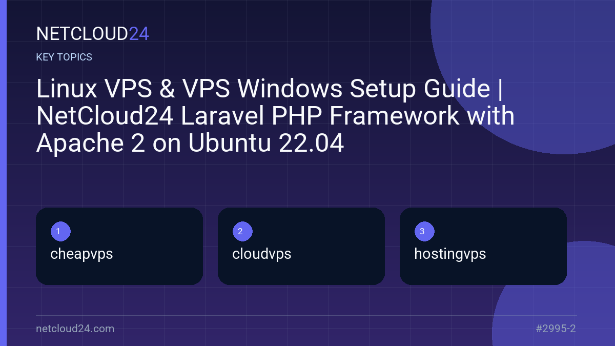 Key topics covered in Linux VPS & VPS Windows Setup Guide | NetCloud24 Laravel PHP Framework with Apache 2 on Ubuntu 22.04