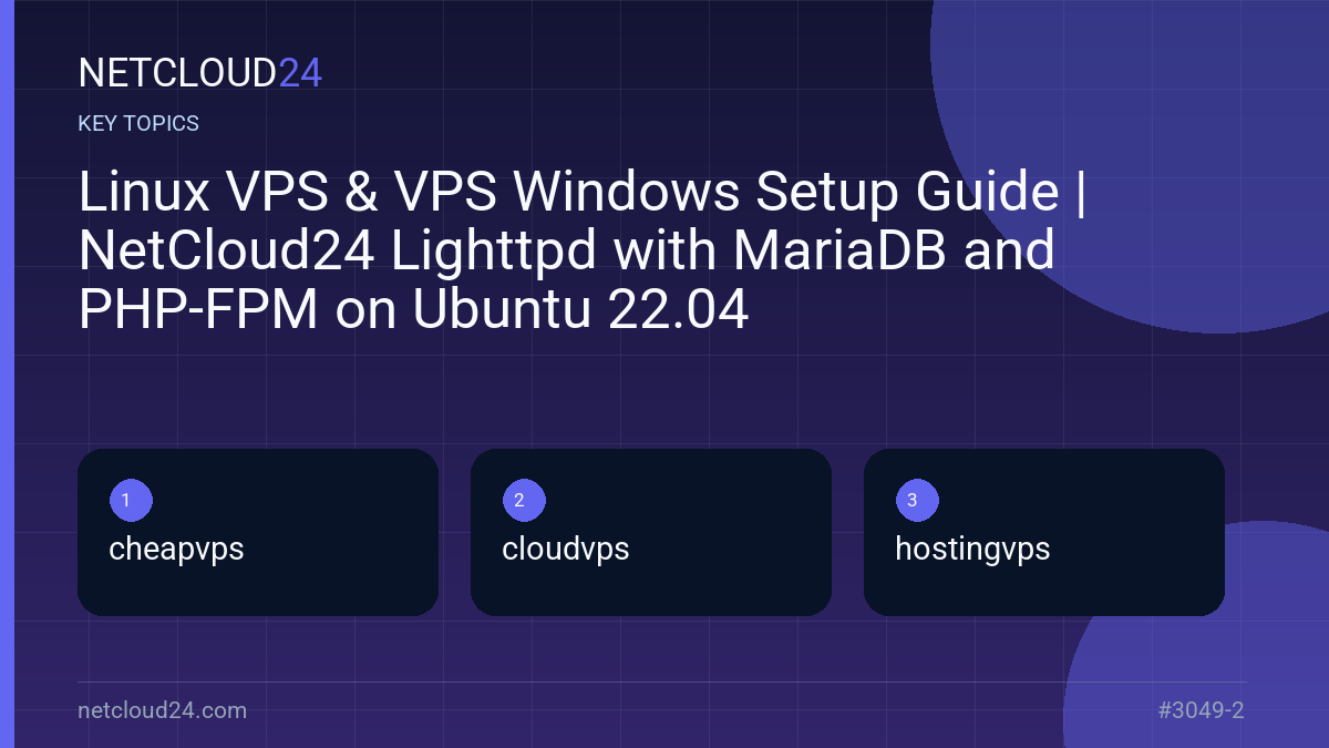 Key topics covered in Linux VPS & VPS Windows Setup Guide | NetCloud24 Lighttpd with MariaDB and PHP-FPM on Ubuntu 22.04