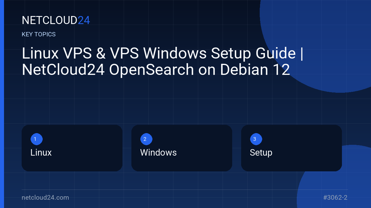 Key topics covered in Linux VPS & VPS Windows Setup Guide | NetCloud24 OpenSearch on Debian 12