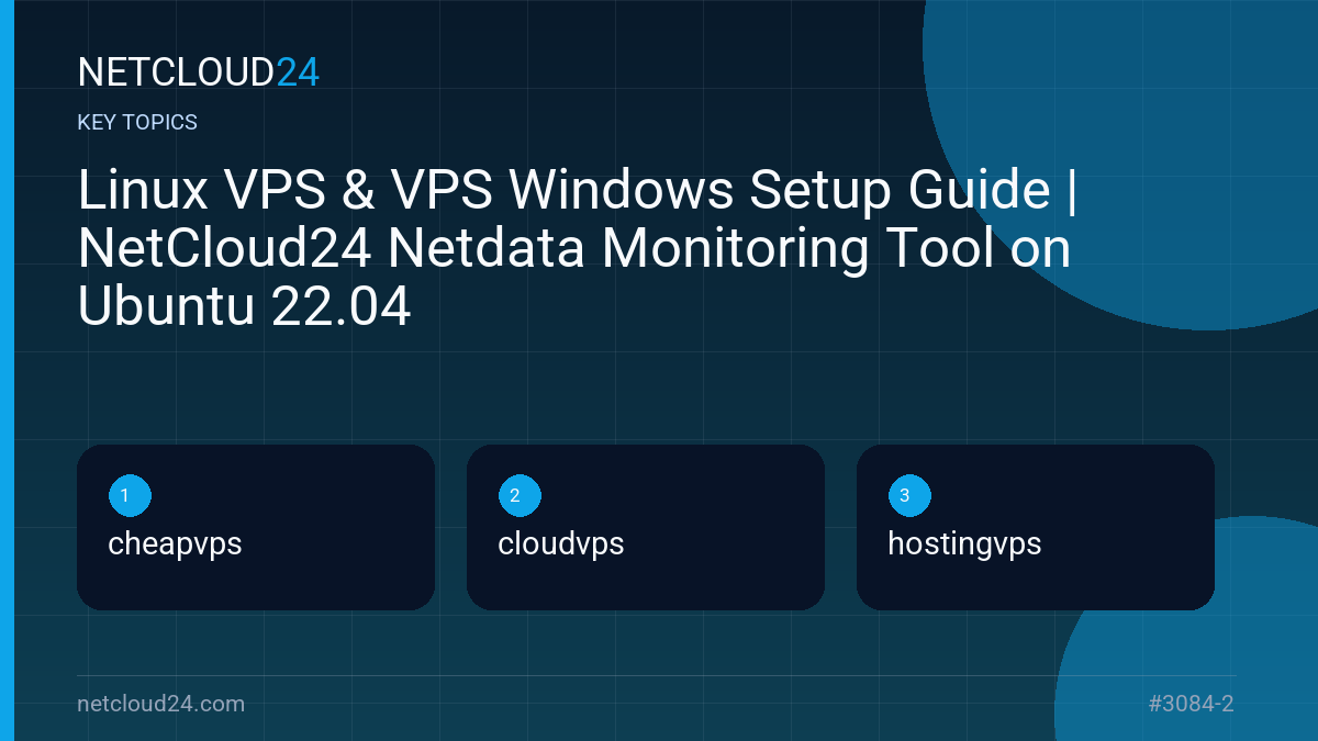Key topics covered in Linux VPS & VPS Windows Setup Guide | NetCloud24 Netdata Monitoring Tool on Ubuntu 22.04