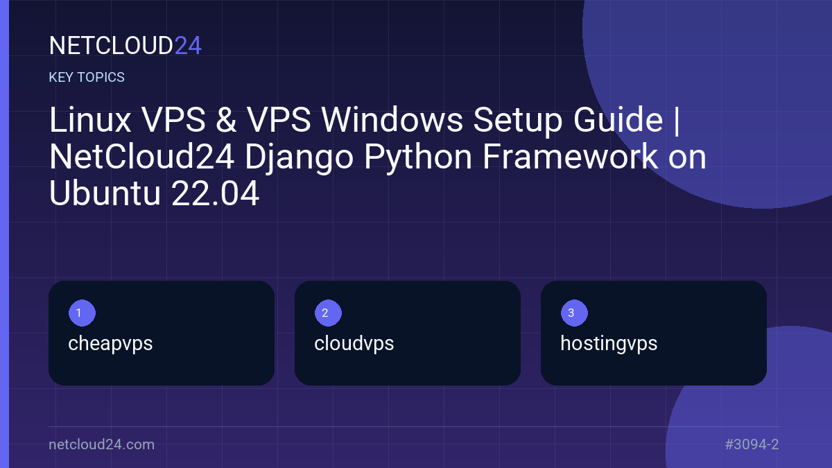 Key topics covered in Linux VPS & VPS Windows Setup Guide | NetCloud24 Django Python Framework on Ubuntu 22.04