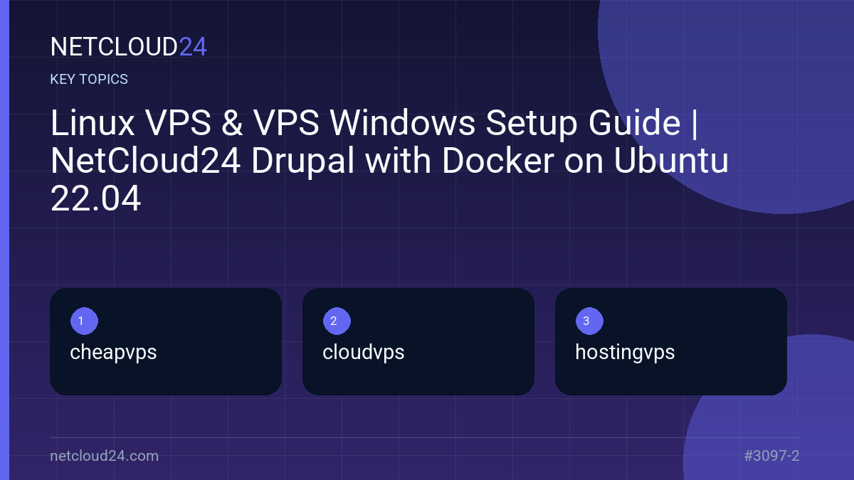 Key topics covered in Linux VPS & VPS Windows Setup Guide | NetCloud24 Drupal with Docker on Ubuntu 22.04