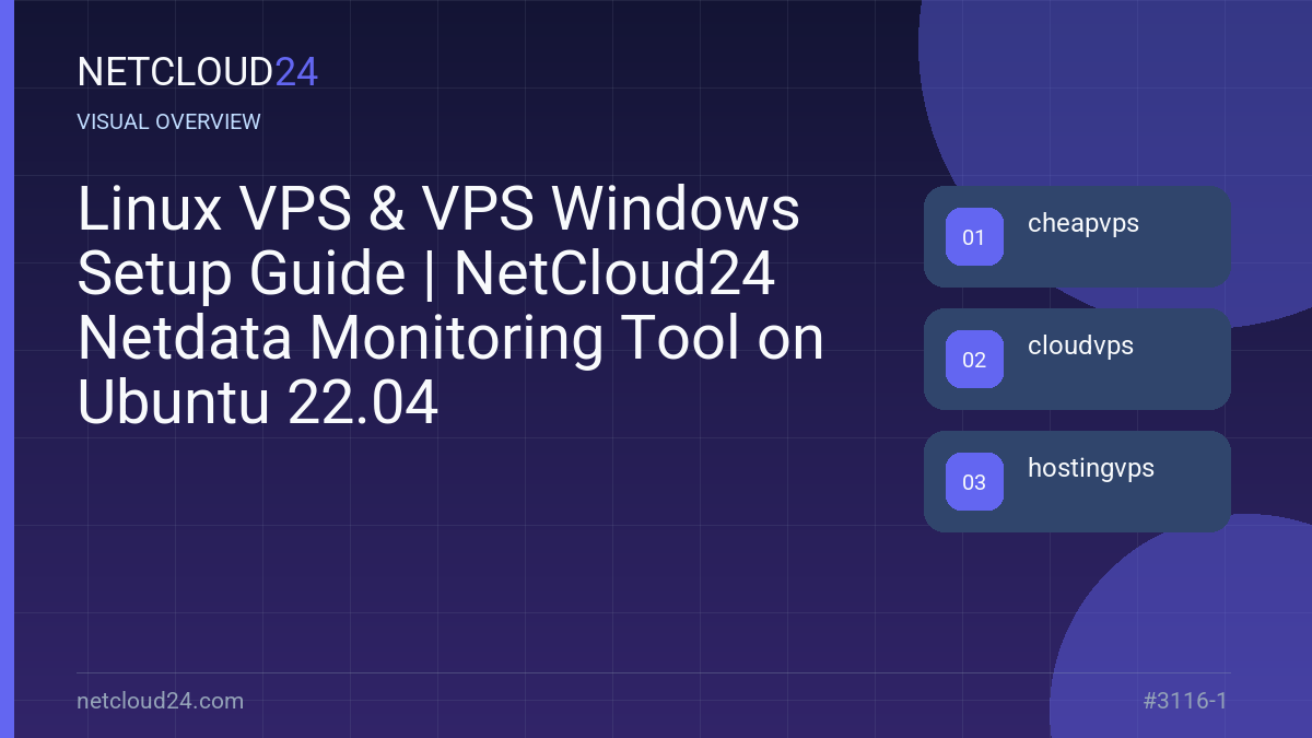 Visual overview of Linux VPS & VPS Windows Setup Guide | NetCloud24 Netdata Monitoring Tool on Ubuntu 22.04