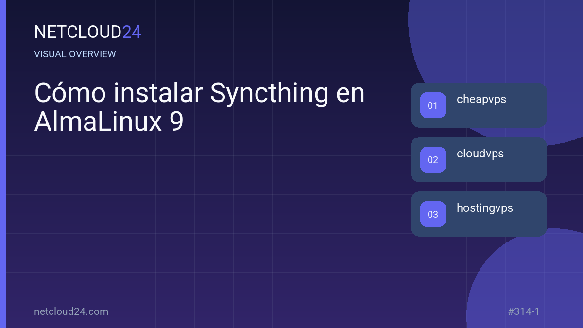 Visual overview of Cómo instalar Syncthing en AlmaLinux 9