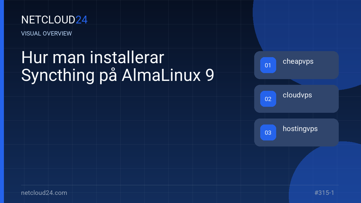 Visual overview of Hur man installerar Syncthing på AlmaLinux 9
