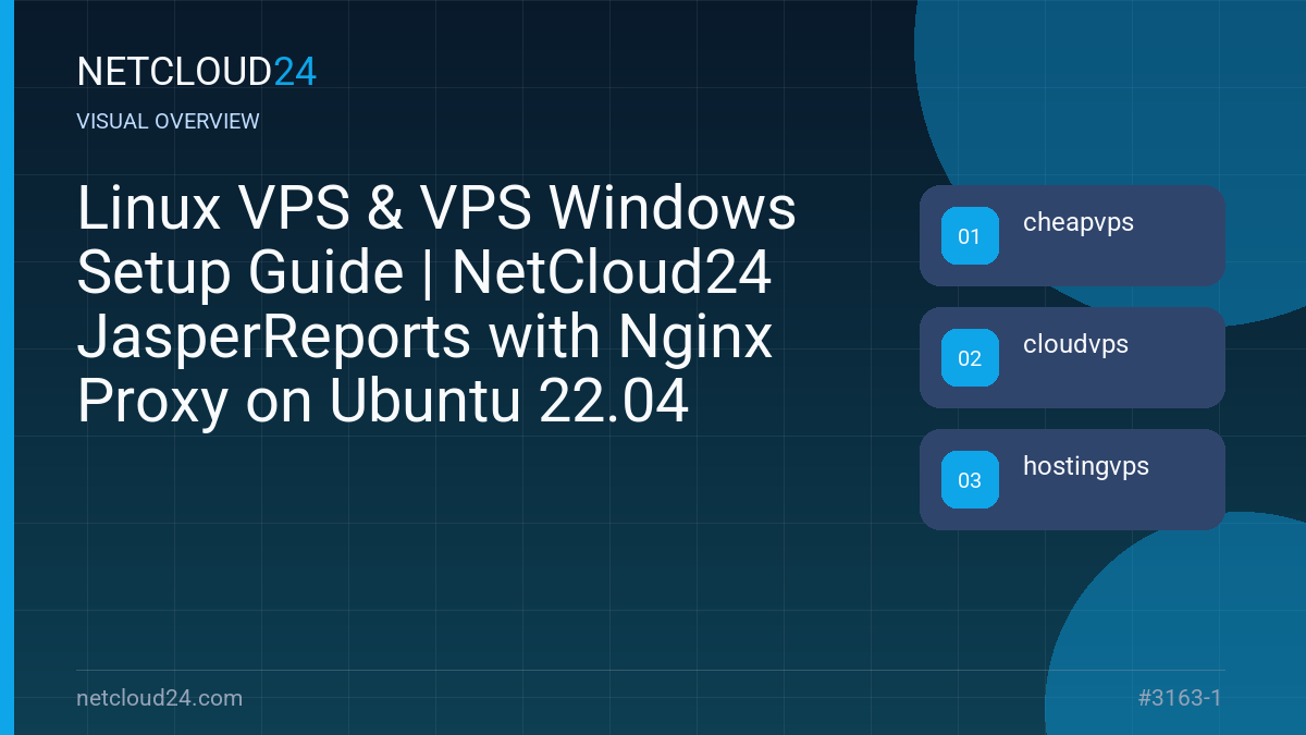 Visual overview of Linux VPS & VPS Windows Setup Guide | NetCloud24 JasperReports with Nginx Proxy on Ubuntu 22.04