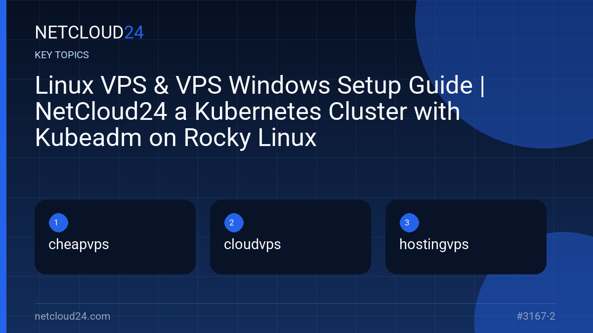 Key topics covered in Linux VPS & VPS Windows Setup Guide | NetCloud24 a Kubernetes Cluster with Kubeadm on Rocky Linux