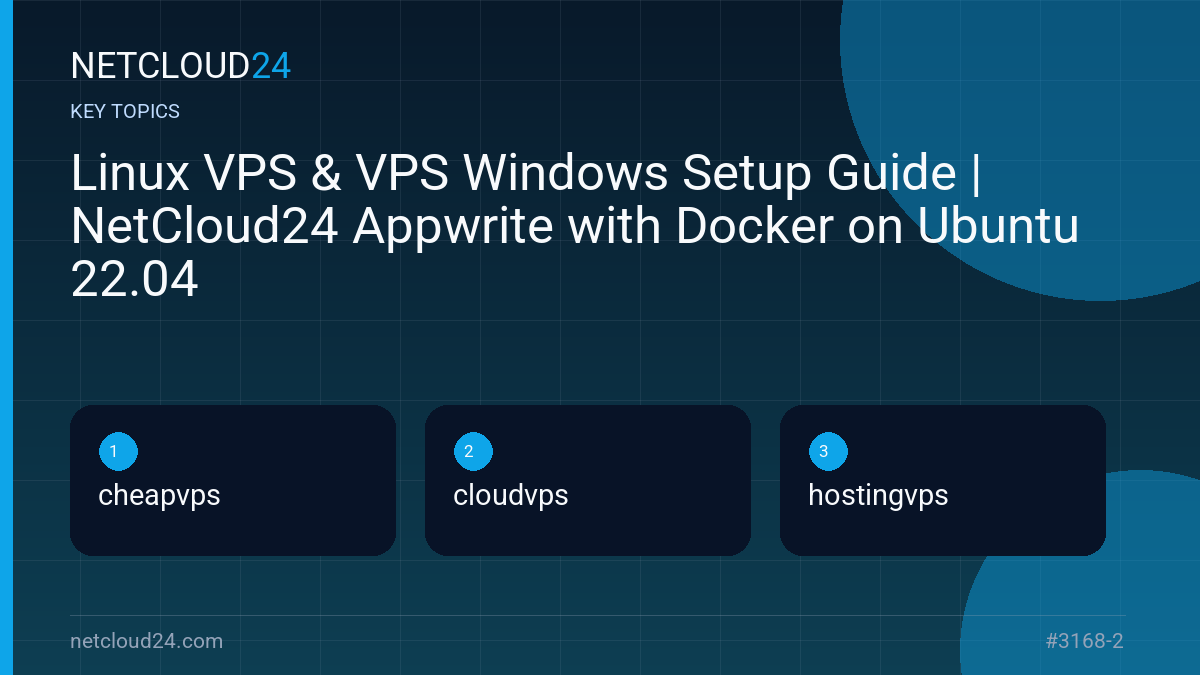 Key topics covered in Linux VPS & VPS Windows Setup Guide | NetCloud24 Appwrite with Docker on Ubuntu 22.04