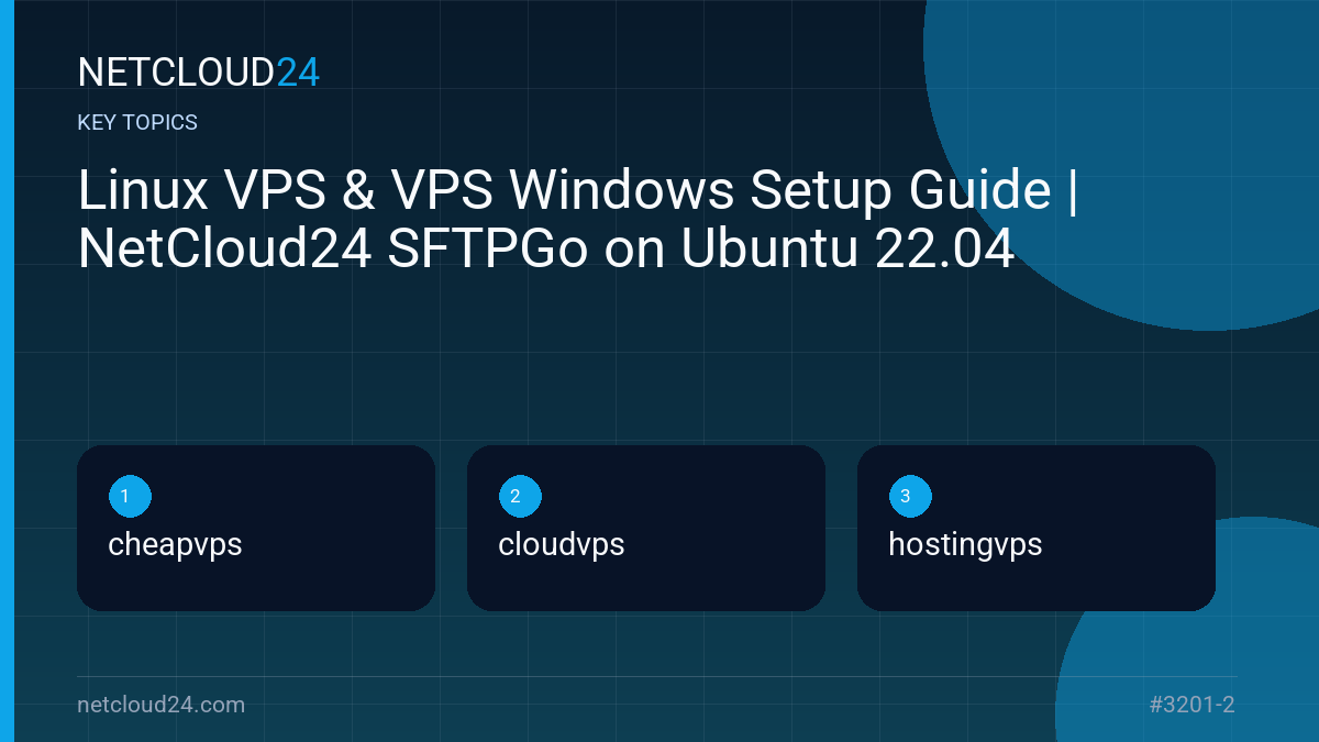 Key topics covered in Linux VPS & VPS Windows Setup Guide | NetCloud24 SFTPGo on Ubuntu 22.04
