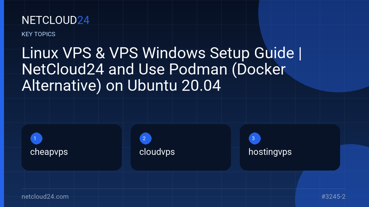 Key topics covered in Linux VPS & VPS Windows Setup Guide | NetCloud24 and Use Podman (Docker Alternative) on Ubuntu 20.04