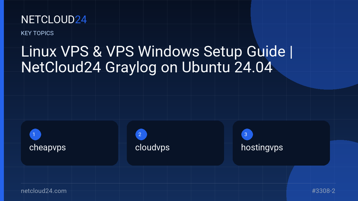 Key topics covered in Linux VPS & VPS Windows Setup Guide | NetCloud24 Graylog on Ubuntu 24.04