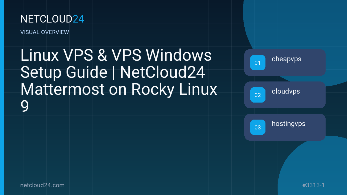 Visual overview of Linux VPS & VPS Windows Setup Guide | NetCloud24 Mattermost on Rocky Linux 9