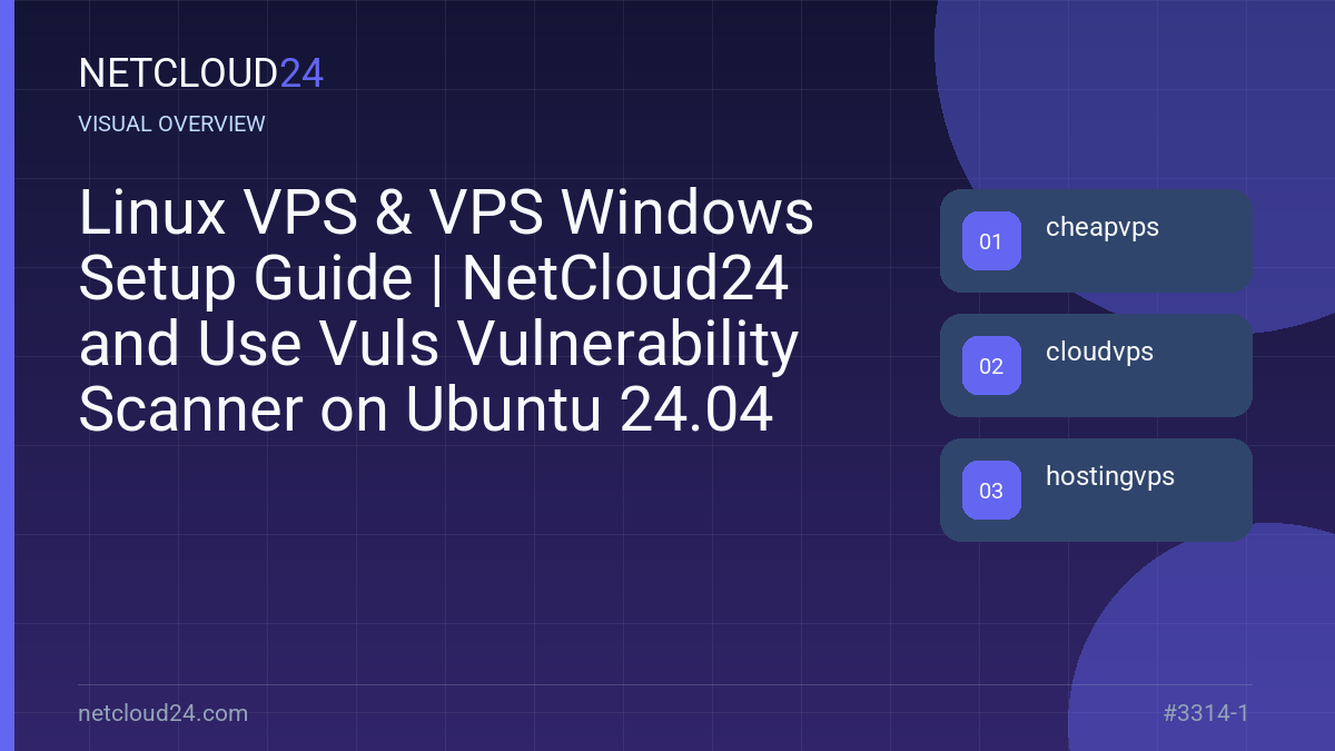 Visual overview of Linux VPS & VPS Windows Setup Guide | NetCloud24 and Use Vuls Vulnerability Scanner on Ubuntu 24.04
