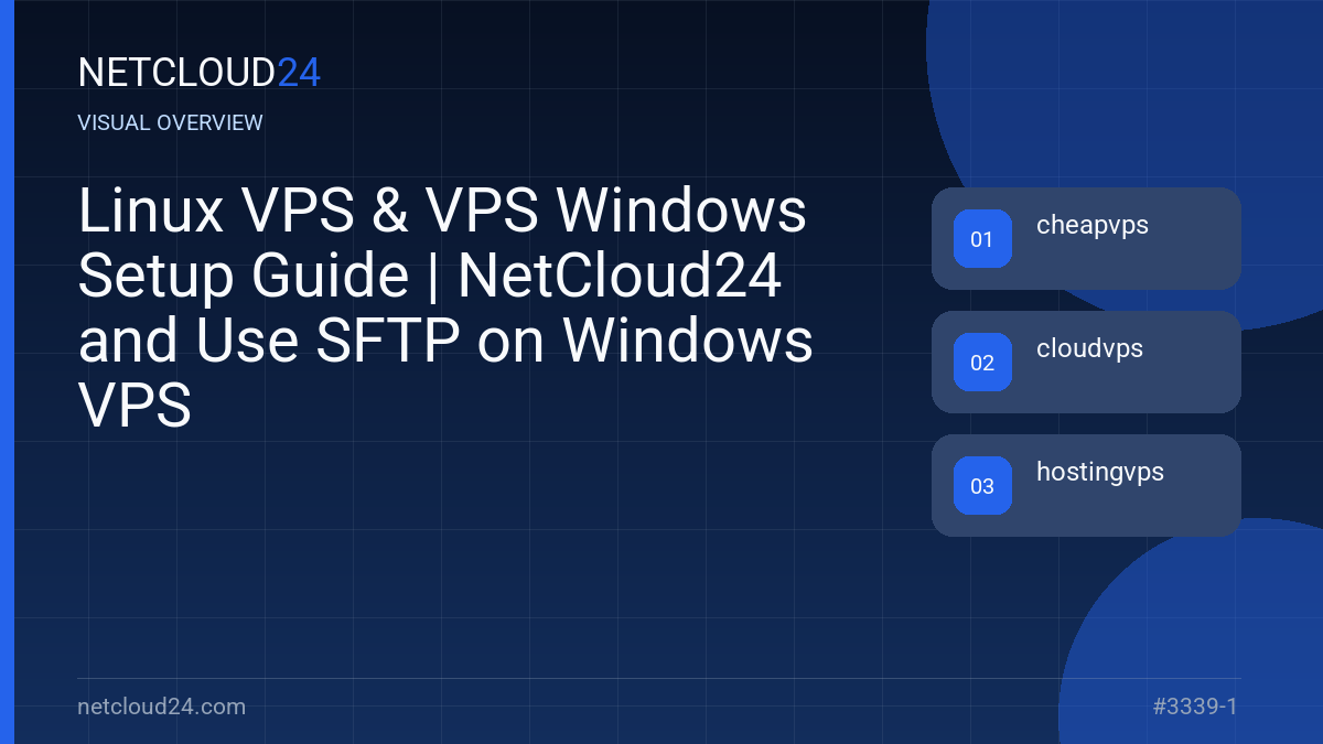 Visual overview of Linux VPS & VPS Windows Setup Guide | NetCloud24 and Use SFTP on Windows VPS