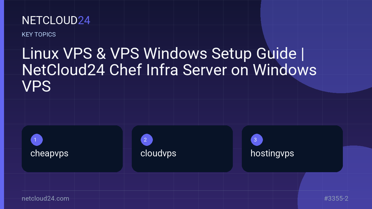 Key topics covered in Linux VPS & VPS Windows Setup Guide | NetCloud24 Chef Infra Server on Windows VPS