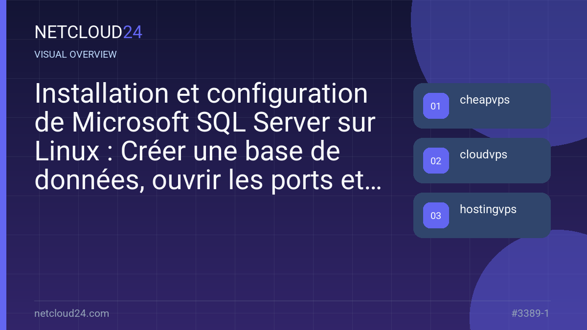 Visual overview of Installation et configuration de Microsoft SQL Server sur Linux : Créer une base de données, ouvrir les ports et configurer les sauvegardes