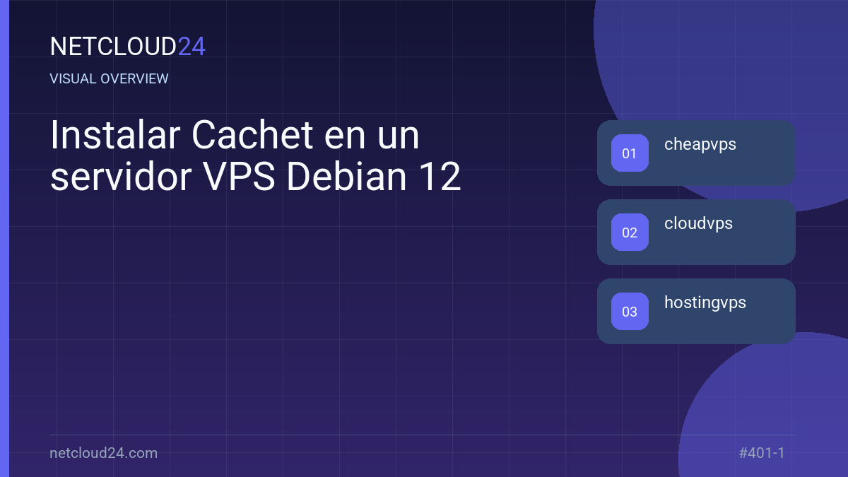 Visual overview of Instalar Cachet en un servidor VPS Debian 12