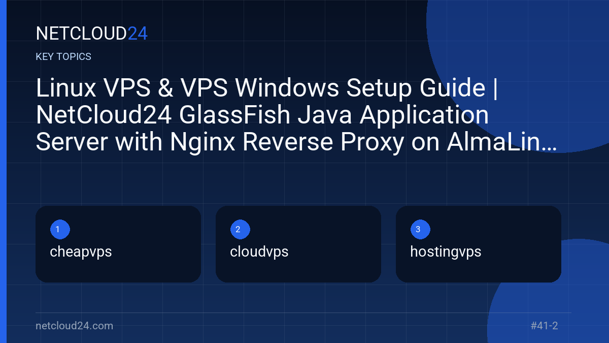 Key topics covered in Linux VPS & VPS Windows Setup Guide | NetCloud24 GlassFish Java Application Server with Nginx Reverse Proxy on AlmaLinux 9