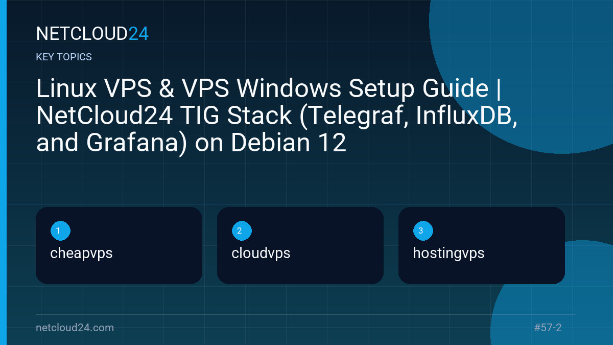 Key topics covered in Linux VPS & VPS Windows Setup Guide | NetCloud24 TIG Stack (Telegraf, InfluxDB, and Grafana) on Debian 12