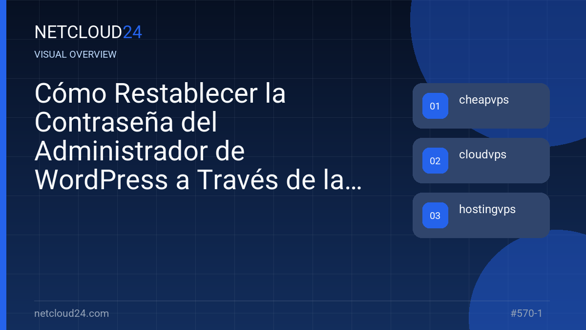 Visual overview of Cómo Restablecer la Contraseña del Administrador de WordPress a Través de la Línea de Comandos