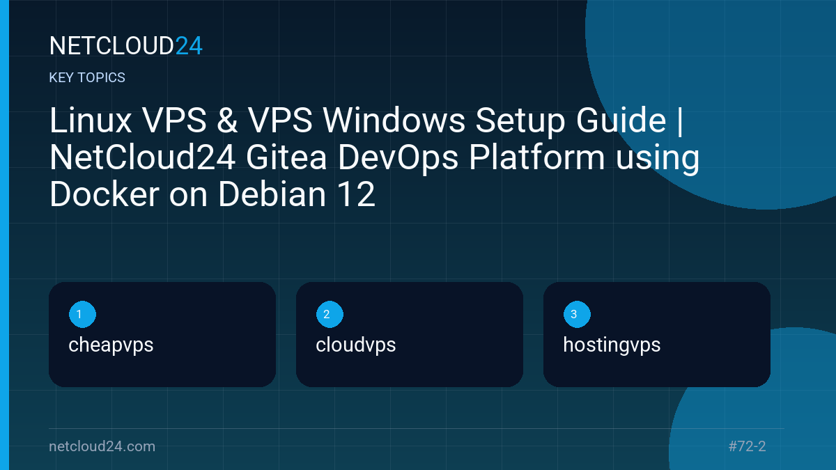 Key topics covered in Linux VPS & VPS Windows Setup Guide | NetCloud24 Gitea DevOps Platform using Docker on Debian 12