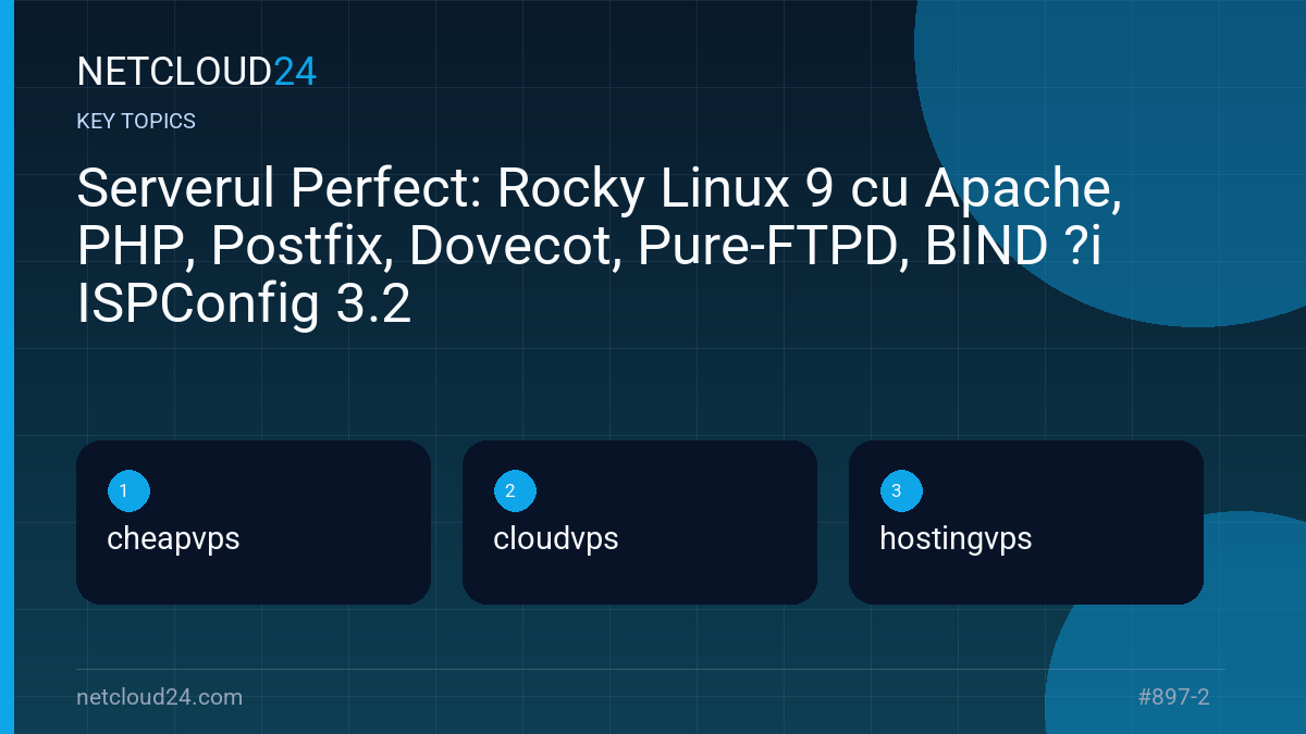 Key topics covered in Serverul Perfect: Rocky Linux 9 cu Apache, PHP, Postfix, Dovecot, Pure-FTPD, BIND ?i ISPConfig 3.2