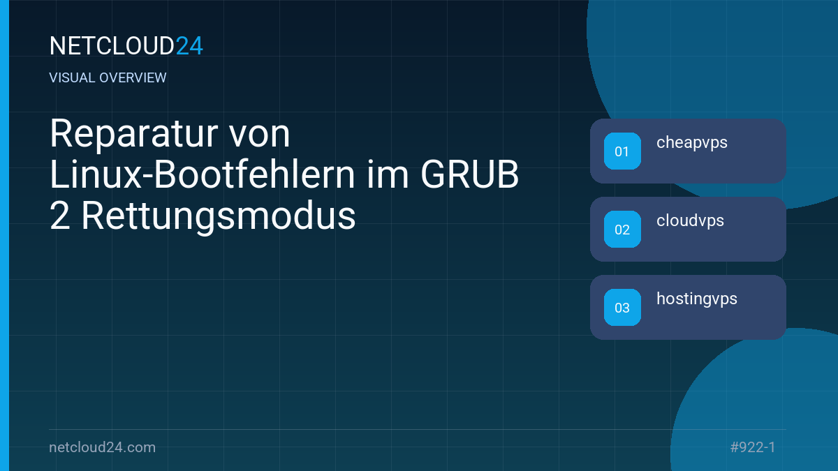 Visual overview of Reparatur von Linux-Bootfehlern im GRUB 2 Rettungsmodus