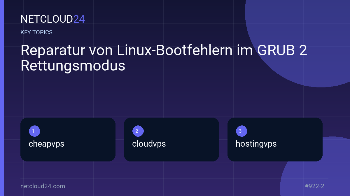 Key topics covered in Reparatur von Linux-Bootfehlern im GRUB 2 Rettungsmodus