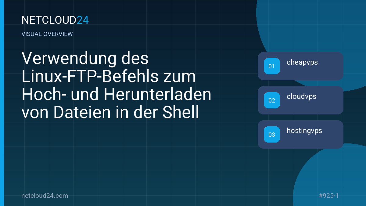 Visual overview of Verwendung des Linux-FTP-Befehls zum Hoch- und Herunterladen von Dateien in der Shell