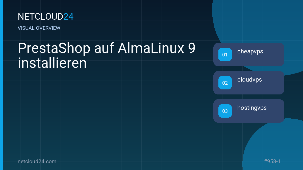 Visual overview of PrestaShop auf AlmaLinux 9 installieren