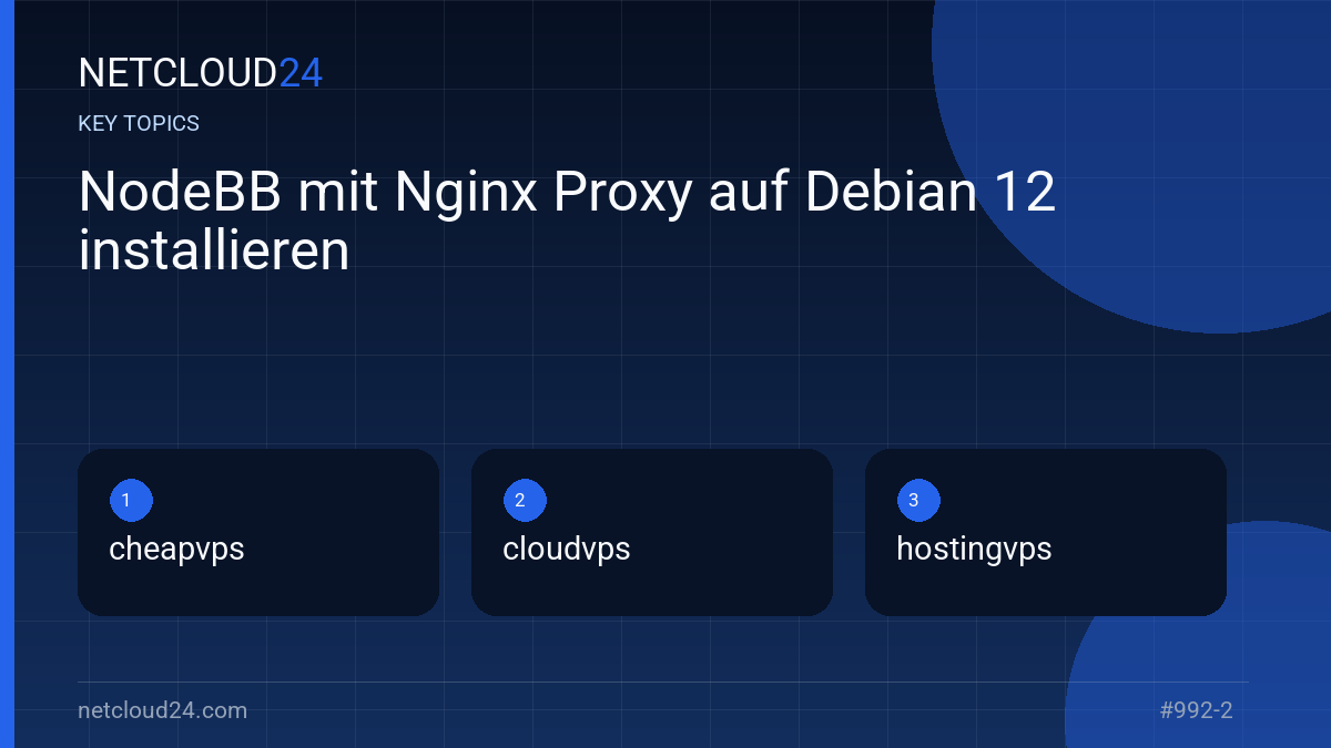 Key topics covered in NodeBB mit Nginx Proxy auf Debian 12 installieren