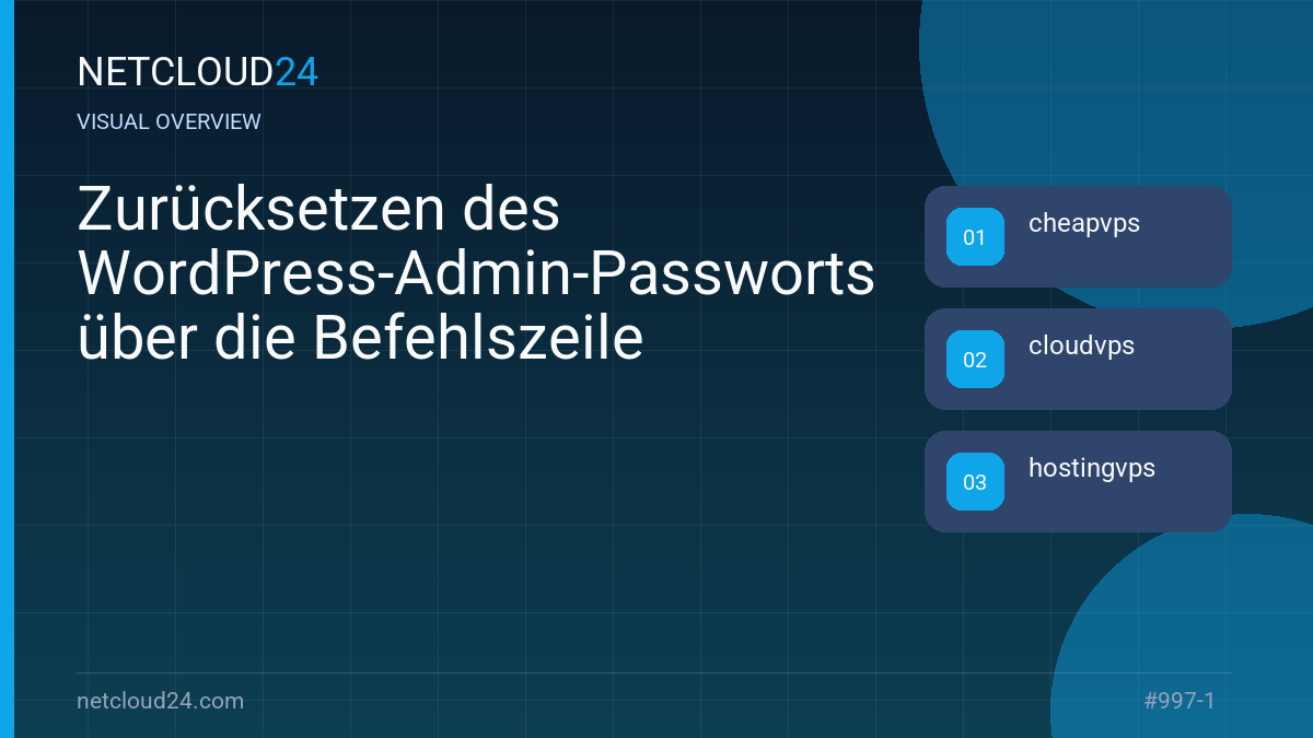 Visual overview of Zurücksetzen des WordPress-Admin-Passworts über die Befehlszeile